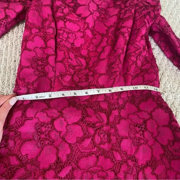 Rickie Freeman for Teri jon Fuchsia lace tulle Midi Dress size 2 - Picture 4 of 10